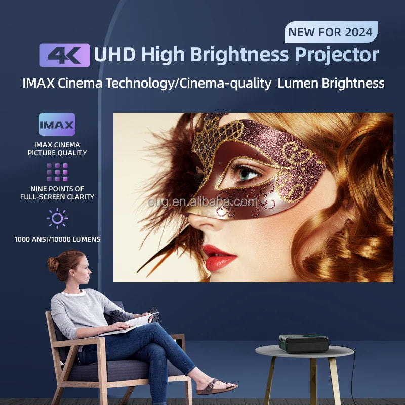 KTX-581075 A8+ 9000 Lumen HD Portable Projector - 1080P 4K 8K Support for Home Theatre