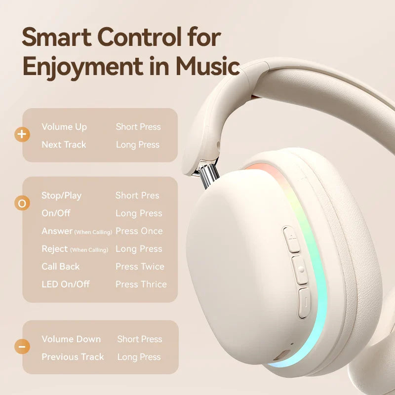 KTX-331923 Wireless Foldable Headphones with Rotatable Mic and BT 5.3 Stereo Earphones