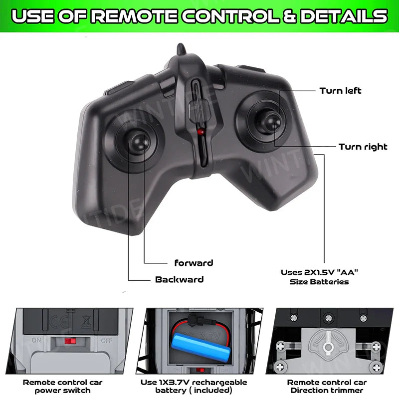 KTX-001619 1/28 Scale 4x4 Electric RC Monster Truck - Ready-to-Run Remote Control Off-Road Vehicle with USB Charging