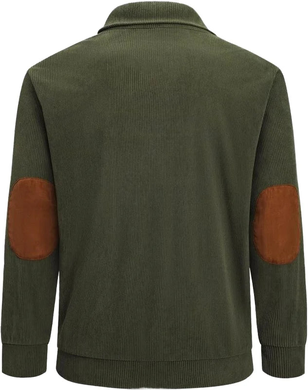 HKM-555091 Customized Men's XL Corduroy Pullover Sweater Warm Casual Winter Jacket With Stand-Up Collar Zipper Design Solid Color Print
