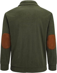 HKM-555091 Customized Men's XL Corduroy Pullover Sweater Warm Casual Winter Jacket With Stand-Up Collar Zipper Design Solid Color Print
