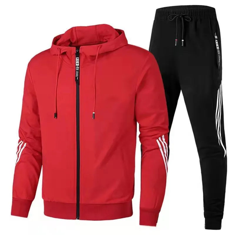 HKM-013843 Men's Coats Customized LOGO Fashion Man Coat Simple Team Sports Suit Hooded Men's Sports Suit Two-piece Set