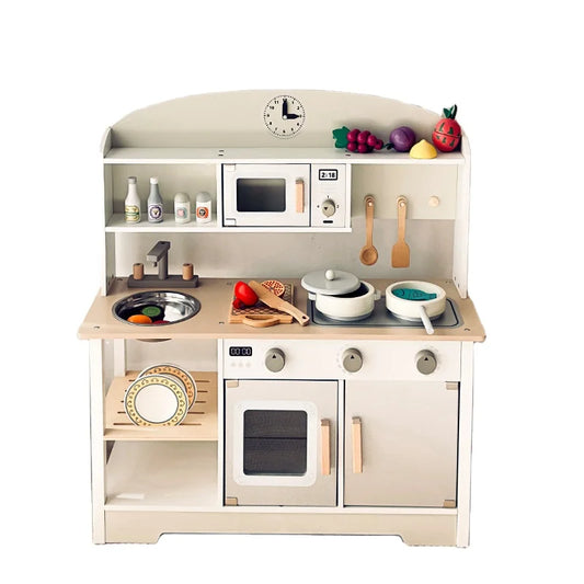 KTX-865875 Wooden Kitchen Playset for Toddlers - Pretend Cooking Toy for Boys and Girls