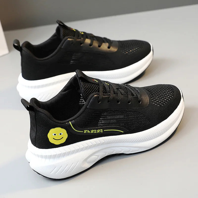 HKM-950611 K2510 New Women's Shoes Trendy Mesh Shoes Breathable Thick Sole Increase Versatile Mesh Sports Shoes for Students