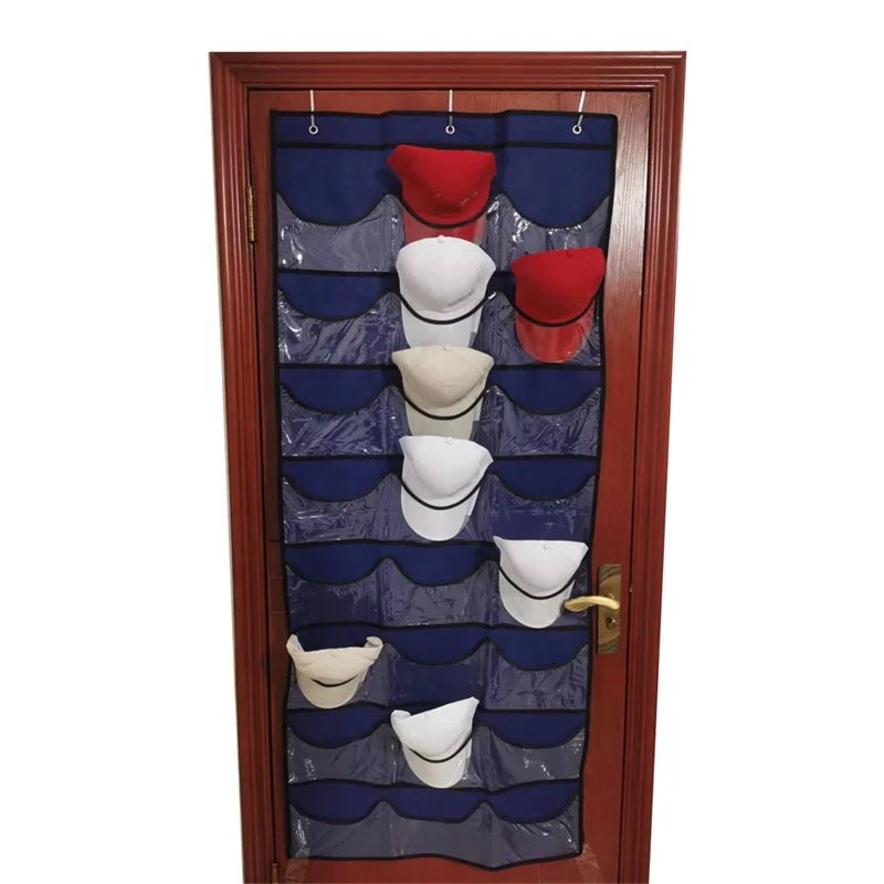 KTX-795027 Over-the-Door Hat Organizer with 24 Slots for Baseball Cap Storage