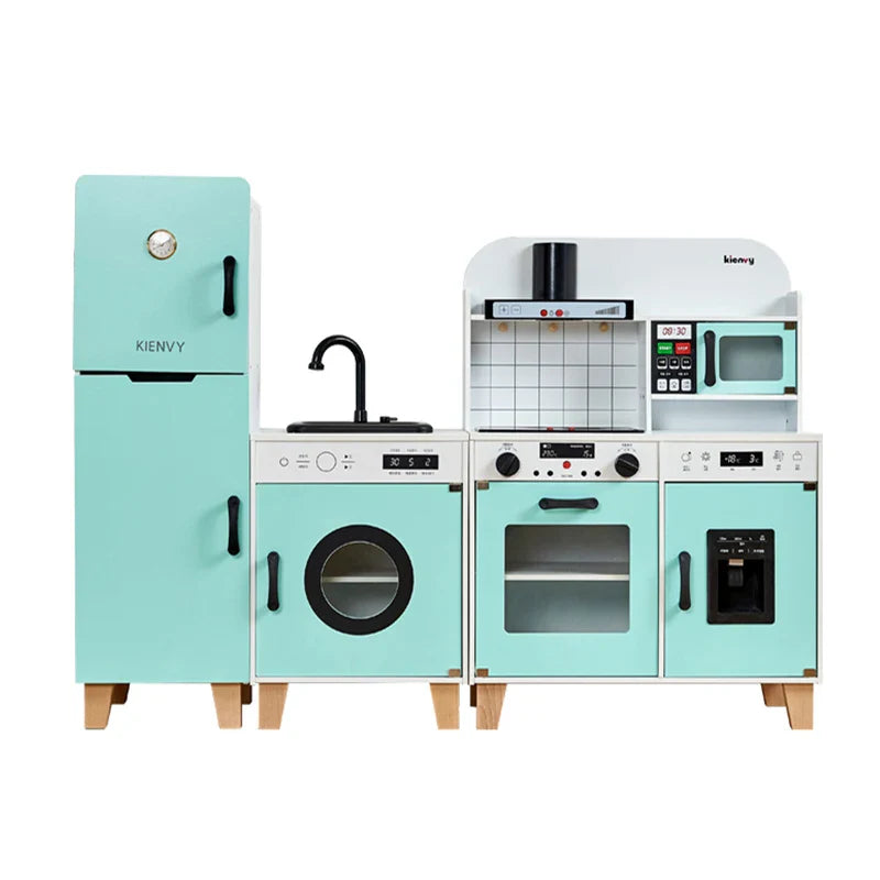 KTX-240979 Custom Toddler Wooden Kitchen Play Set with Sounds and Lights for Pretend Cooking Role Play