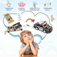 HKM-692051 3D Wooden Puzzle Car for Kids - DIY Assembly Educational Toy