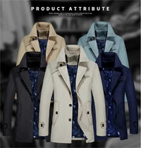 HKM-701971 Men's Coats Trench Coat Wind Breaker Jacket Middle-aged Business Plus Size Men's Jackets Wrinkle Resistant Fashion Man Coat