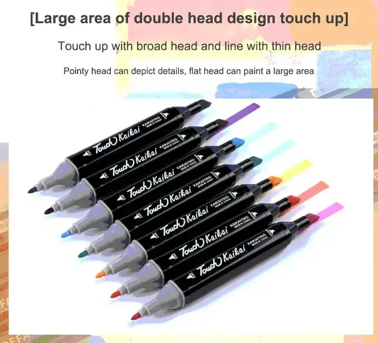 KTX-083731 Dual Tip Alcohol-Based Marker Pens - 48 Non-Toxic Colours for Artists and Crafters