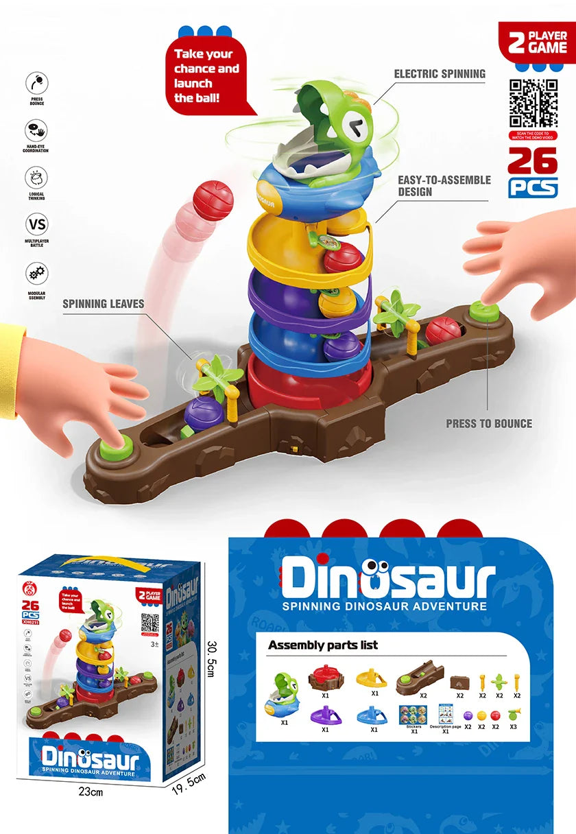 HKM-279571 Dinosaur Ball Drop Toy Set – Educational Rotating Ball Battle Game for Ages 5 and Up