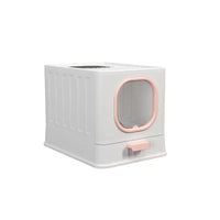 HKM-357459 Odor-Proof Foldable Cat Litter Box with Easy Clean Design and Splash Prevention