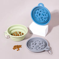 HKM-717907 Foldable Anti-Choking Silicone Pet Feeding Bowl for Dogs and Cats - Travel-Friendly Slow Feeder