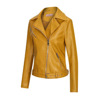 HKM-176531 Autumn Winter New Slim Fit European and American Style Women's Jacket PU Lapel Jacket Leather Jacket Custom