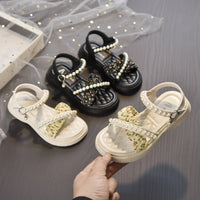 HKM-246675 Summer Fashion Girls' Sandals Beautiful Pearl Decor with Soft Bottom for Baby and Children