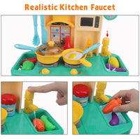 HKM-524755 Realistic Sounds and Lights Kitchen Playset for Kids - 23-Piece Role Play Cooking Toy Set