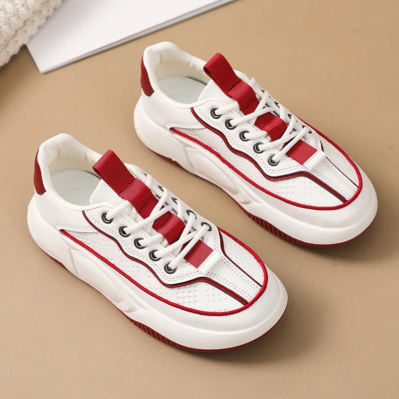 HKM-212755 YB6051-1 New Women's Sports Shoes Solid Color Autumn Breathable Increase Sole Sports Casual Shoes Versatile Board Shoes