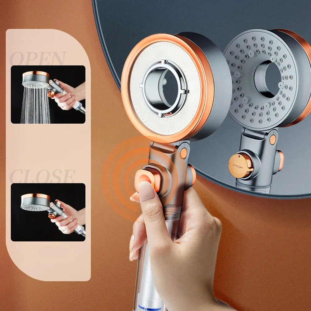 KTX-539923 Modern Chrome Shower Head with Waterfall and Rainfall Features