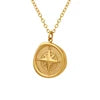 HKM-363091 Fashion 18k Gold Plated Chain Statement Necklace Waterproof Stainless Steel Compass Pendant Necklace for Women Gift