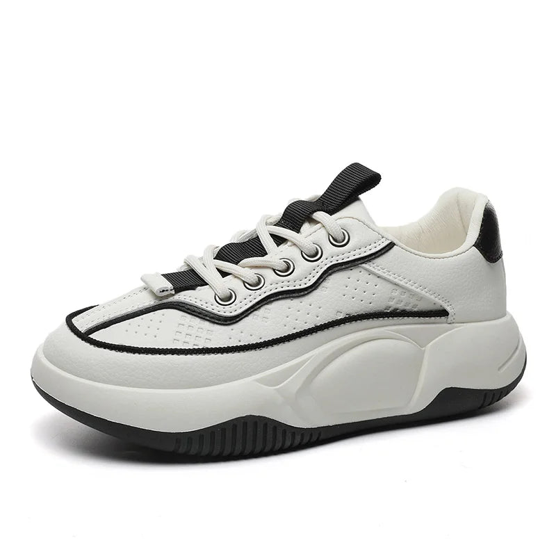 HKM-212755 YB6051-1 New Women's Sports Shoes Solid Color Autumn Breathable Increase Sole Sports Casual Shoes Versatile Board Shoes