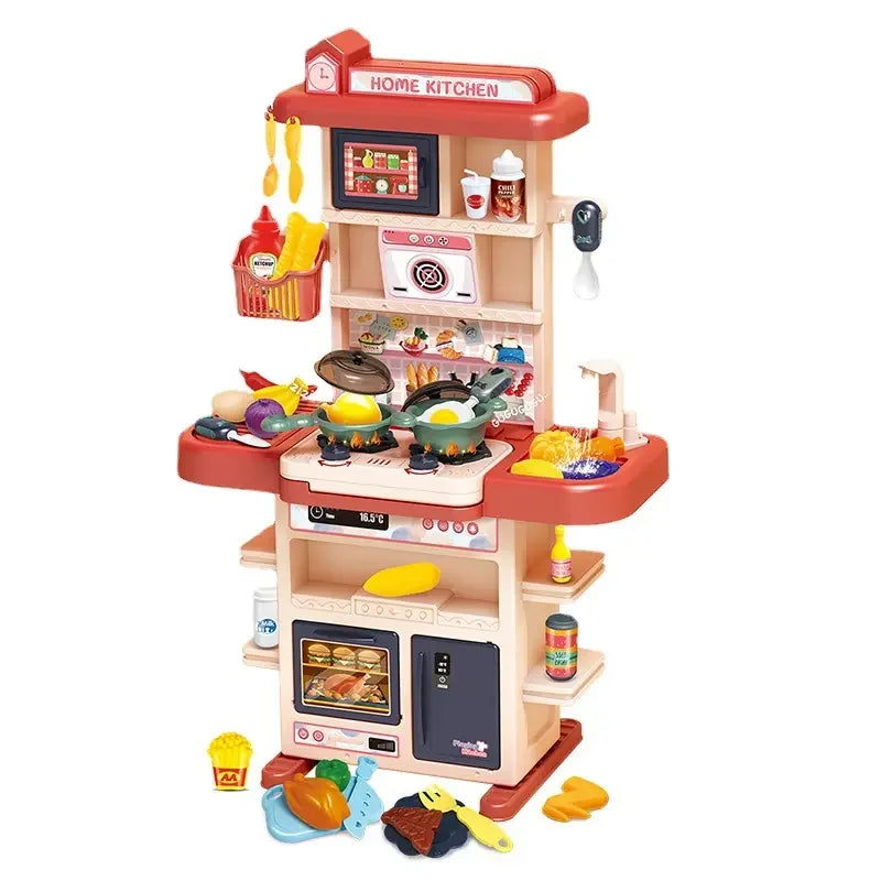 KTX-896339 Mini Kitchen Play Set with Real Cooking Sink - 43PCS Pretend Food Toys for Kids