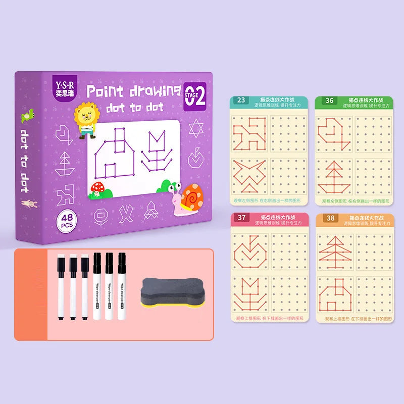 KTX-294995 Children's Educational Drawing Tablet and Math Game Book Set with Erasable Pen for Learning Shapes and Control Skills
