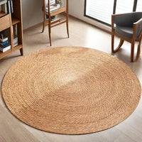 Hand-woven Sedge Solid Color American Country Style Circular Carpet Large Area Floor Mat for Living Room Hallway Clothing
