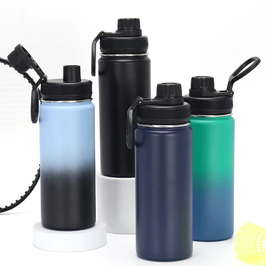 HKM-240403 Large Capacity Outdoor Sports Kettle with Straw - Multi-color 304 Stainless Steel, BPA Free