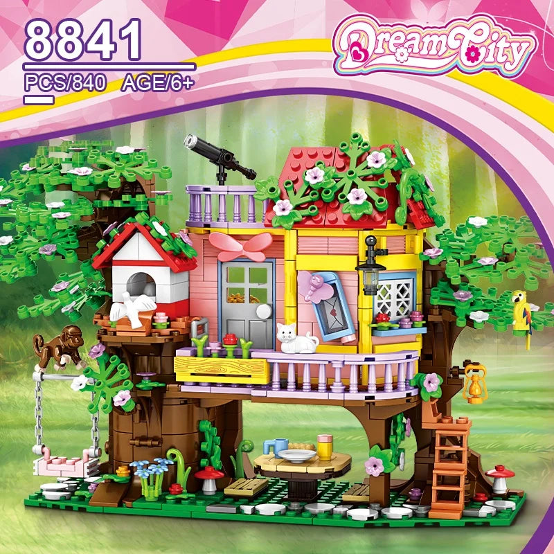 KTX-046355 Kid's Mini Micro Building Block Tree House Construction Set with 840 Pieces for Ages 5 and Up