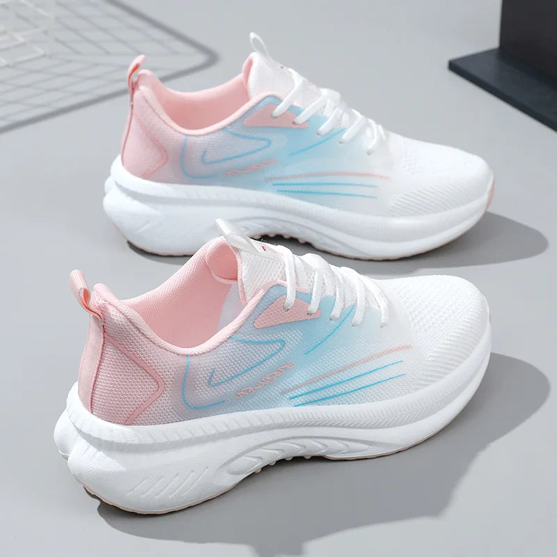HKM-983379 K2506 New Women's Shoes Summer Mesh Shoes Breathable Thick Sole Elevated Casual Sports Women's Shoes