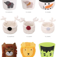 HKM-915667 Cute Cartoon Animal Cotton and Paper Rope Storage Basket for Kids' Rooms