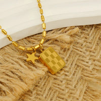 HKM-985683 Necklaces for Women Stainless Steel Heart Letter Moon Star Pendant Necklace Gold Shiny Fashion Jewelry Necklaces