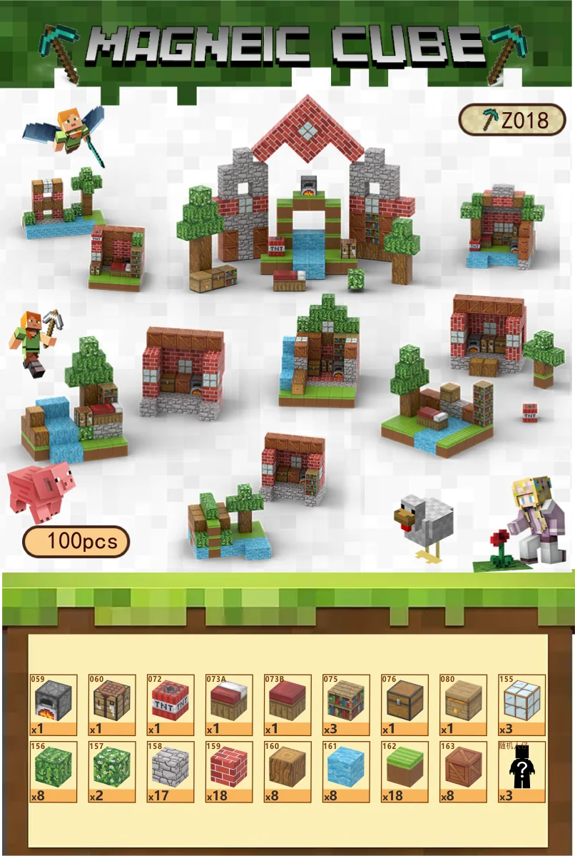 KTX-684755 Magnetic Building Block Cube Set for Kids - DIY Educational Sensory Game with Over 500 Accessories