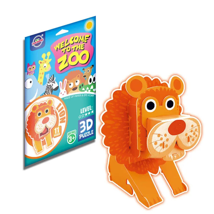 KTX-884819 3D Cardboard Animal Model Puzzle - DIY Educational Early Learning Toy for Creative Play