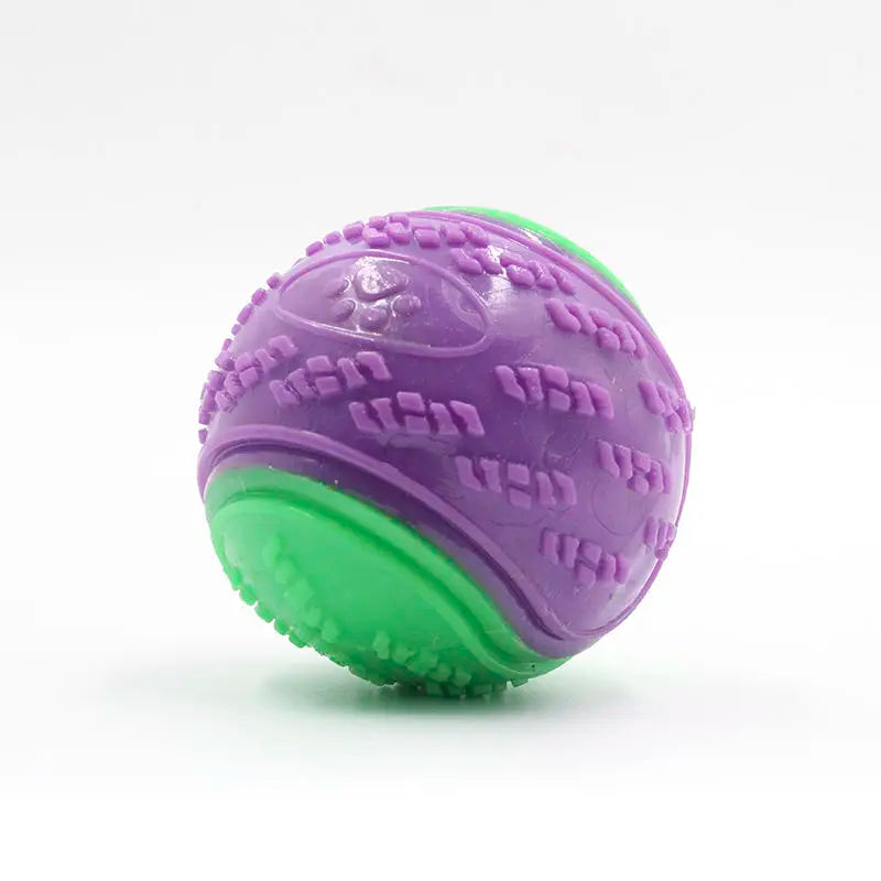 HKM-126931 Interactive 6.5 cm TPR Dog Chew Toy with Squeaker - Strong Splice Contrast Colour Ball