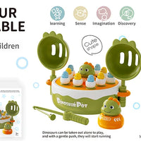 HKM-460371 Dinosaur 4 in 1 Pop Up Board Game for Kids - Electronic Musical Bouncing Turntable Fishing Fun
