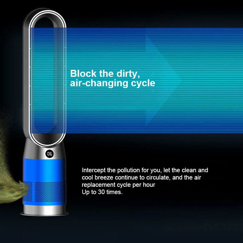 KTX-115091 Smart 50-Inch Bladeless Fan with Cooling and Heating Functions, Remote Control and Air Purifier