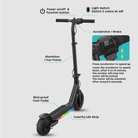Adjustable Height Electric Kids Scooters 6inch 150W Aluminum Alloy With Colorful LED Lights UL2272 Certificated