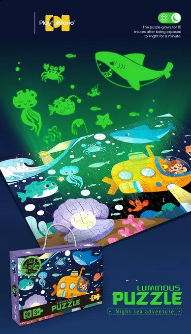 HKM-838931 Glow-in-the-Dark Children’s Puzzle Plane Educational Block Toy 26x19.5x6cm