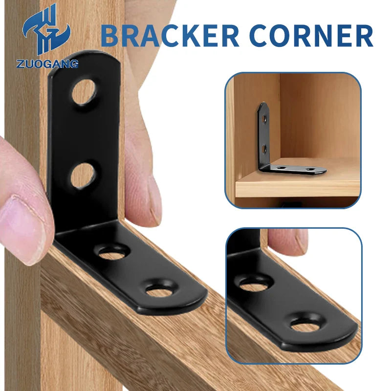 KTX-820179 20-Pack 50x50mm Corner Braces for 90 Degree Angle Fastening in Wooden Furniture, Bed Frames, and Cabinets