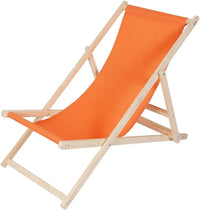 HKM-486739 Folding Wooden Beach Lounger Chair - Portable Beech Outdoor Garden Sun Lounger