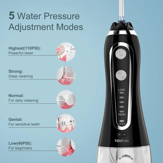 HKM-192275 Cordless Dental Water Flosser with 5 Cleaning Modes for Effective Oral Care