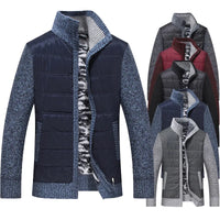 HKM-112147 Men's Customized Sweater Jacket Winter Padded Thickened Jacket Casual Standing Collar Knitted Pullover