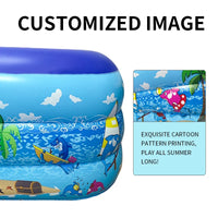 HKM-684499 Inflatable Ocean Pattern Family Pool with Bubble Bottom for Outdoor Use