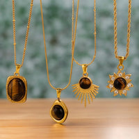 HKM-773267 New Luxury Women's Tiger Eye Pendant Necklace Titanium Steel Woolen Chain Autumn Winter Niche Accessories