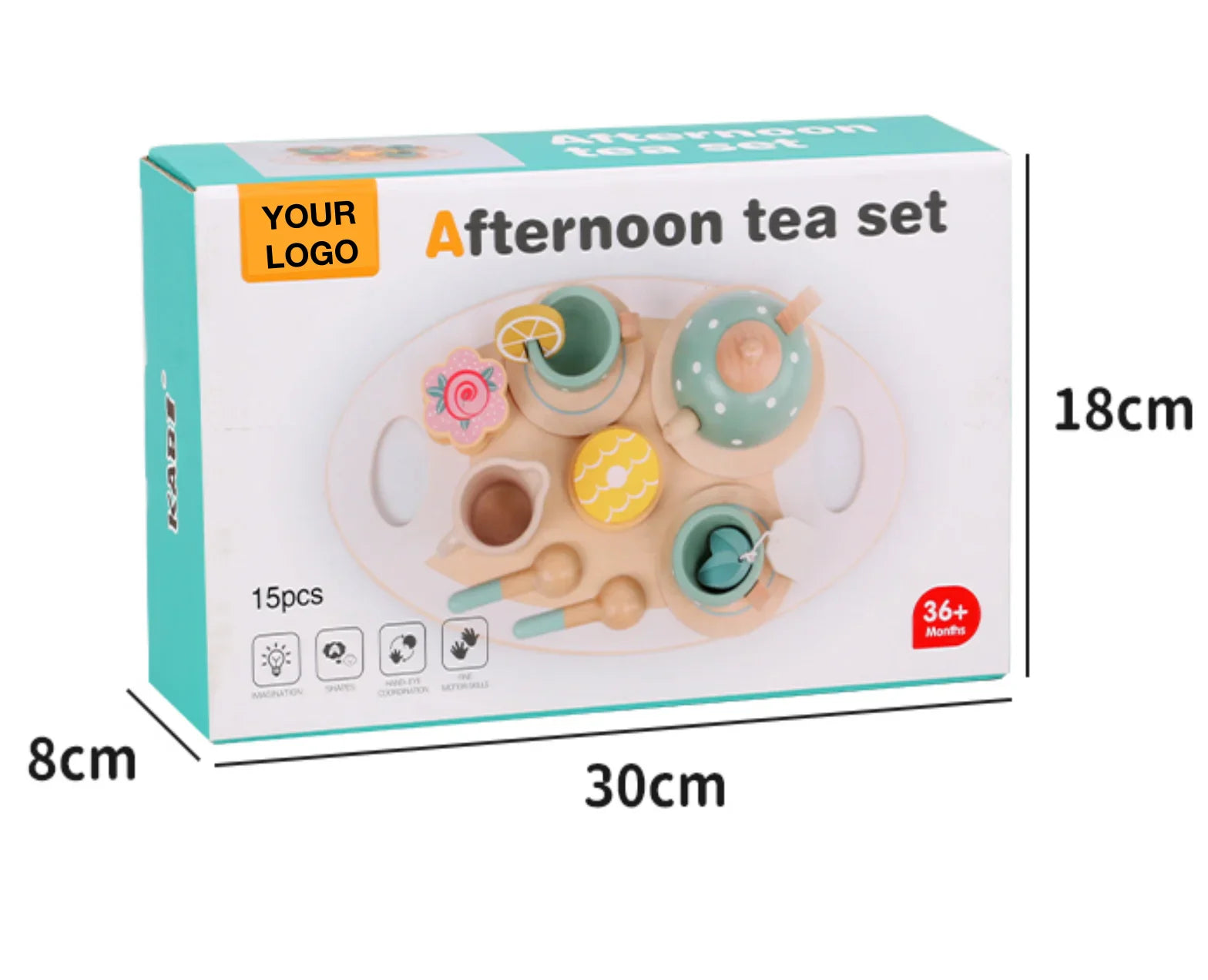KTX-732499 Wooden Tea Party Pretend Play Set for Kids - Afternoon Dessert Toys