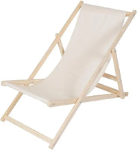 HKM-486739 Folding Wooden Beach Lounger Chair - Portable Beech Outdoor Garden Sun Lounger