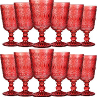 Wholesale OEM Classic Durable Glass Wine Goblet Embossed Design Eco-Friendly Long Stem Handblown for Wedding Banquets Events