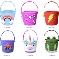HKM-915667 Cute Cartoon Animal Cotton and Paper Rope Storage Basket for Kids' Rooms