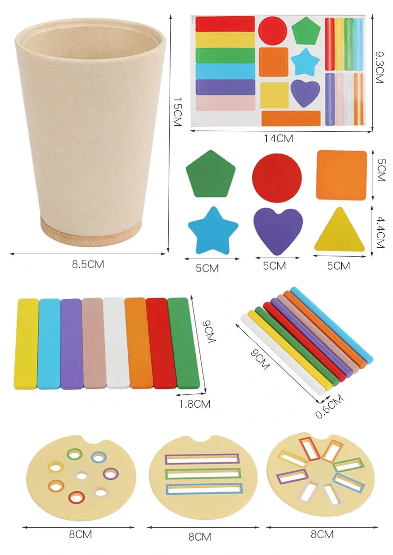 KTX-360531 Montessori Wooden Shape Sorting Educational Toy for Children - Geometric Colour Classification Game