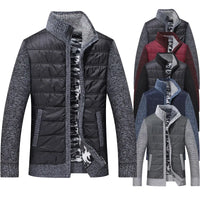 HKM-112147 Men's Customized Sweater Jacket Winter Padded Thickened Jacket Casual Standing Collar Knitted Pullover